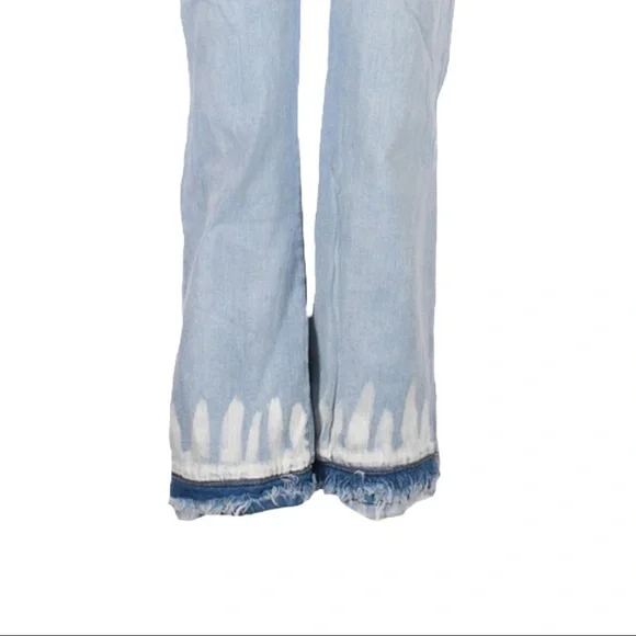 🌺 DKNY Light Wash Cropped Raw Hem Tie Dip Dye Mid Rise Jeans Size 26 - Picture 7 of 11